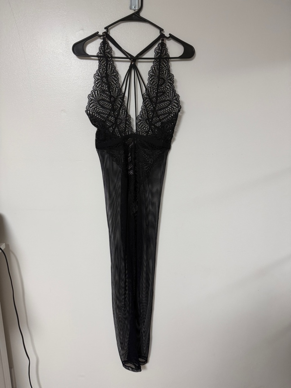 Savage X Fenty Black Lace & Sheer Mesh Teddy